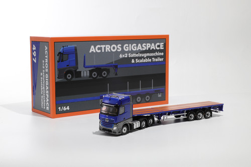 MERCEDES-BENZ ACTROS 6X2 & SCALABLE TRAILER - BLUE