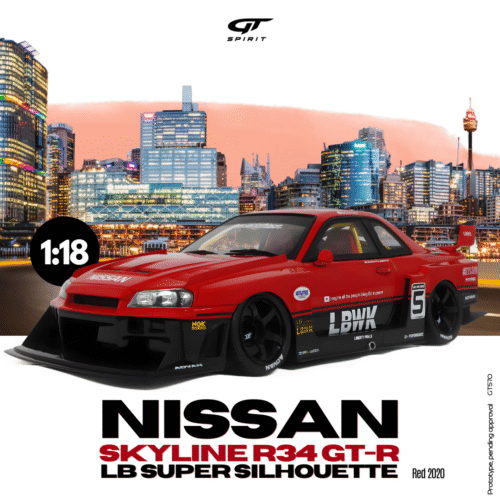 NISSAN SKYLINE R34 GT-R LB SUPER SHILHOUETTE RED 2020