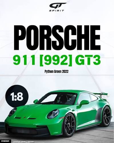 PORSCHE 911 (992) GT3 PYTHON GREEN 2022 - 1:8